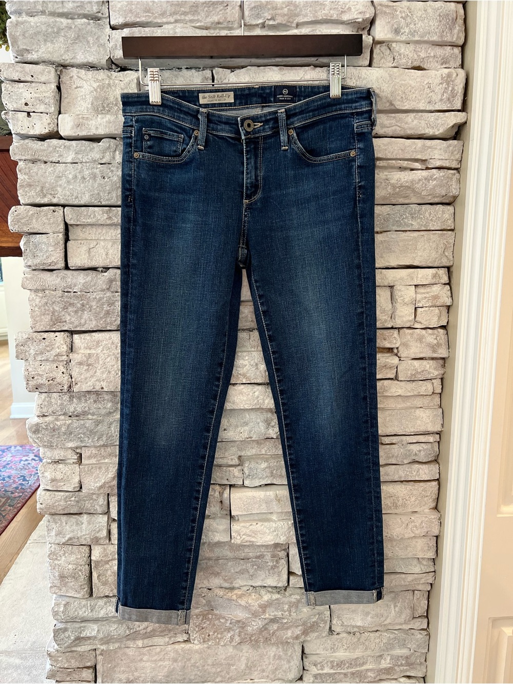 AG Adriano Goldschmied The Stilt Roll Up Jeans Medium Dark Wash Size 27